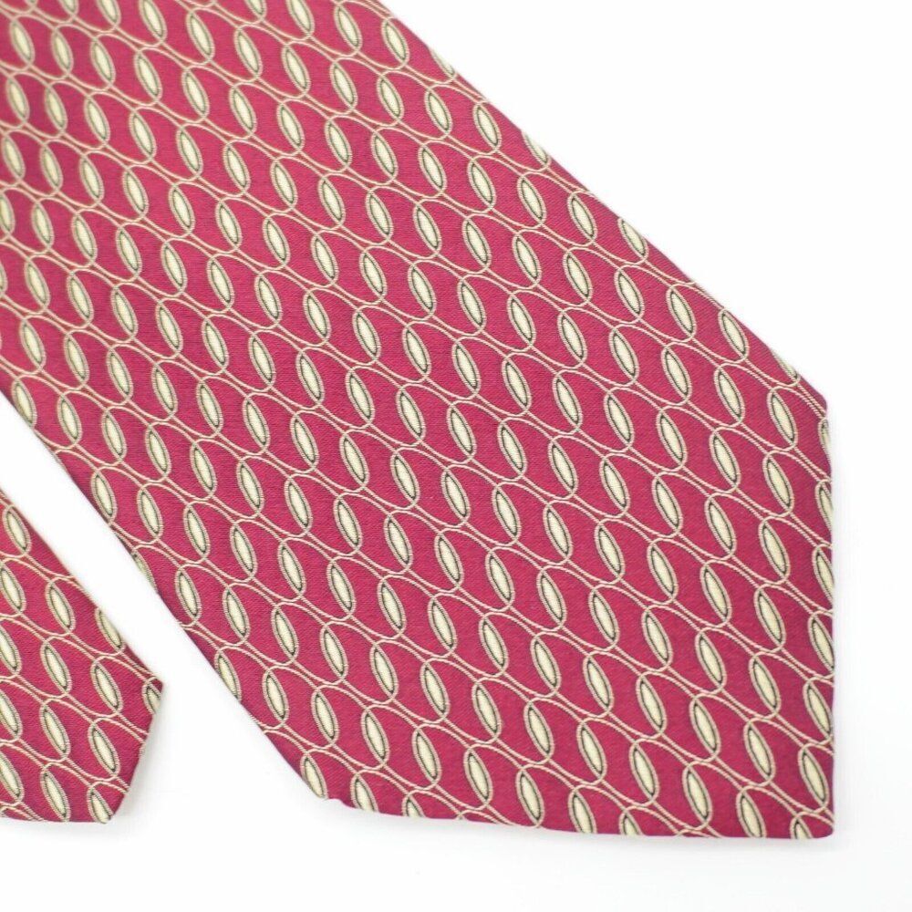 Stafford Executive Red Gold Yellow Geomeric Abstract Woven‎ Wide Silk Tie